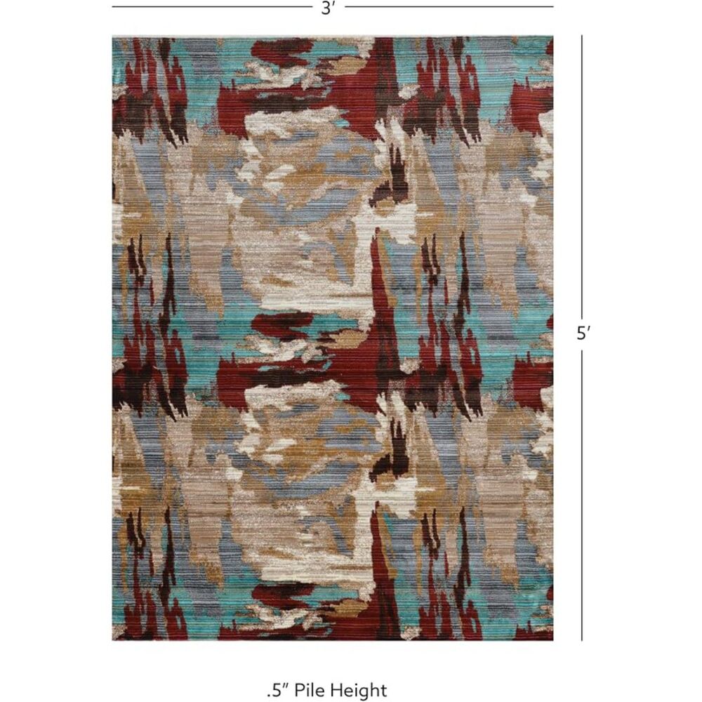 Brand New TWhours Fulton Shira Beige & Teal Area Rug 3' × 5'
